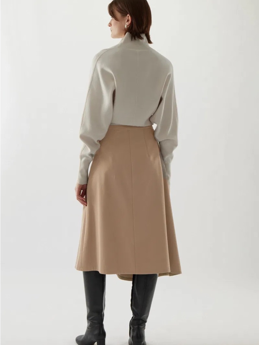 COS Asymmetric Organic Cotton A-line Skirt (Beige) - Picture 10 of 11